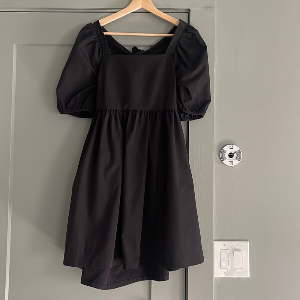 H&M Little Black Open-Back Dress with Puff Sleeves